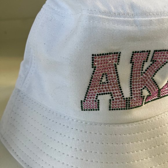 Alpha Kappa Alpha Bling Bucket Hat White - Picture 4 of 7